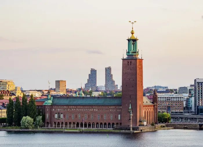 Framed Print : City Hall at sunrise, elevated view, Stockholm, Stockholm County, Sweden Framed Print : City Hall at sunrise, elevated view, Stockholm, Stockholm County, Sweden