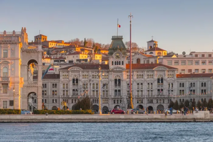 Framed Print : The city hall in Unita d Italia square in Trieste at sunset Framed Print : The city hall in Unita d Italia square in Trieste at sunset