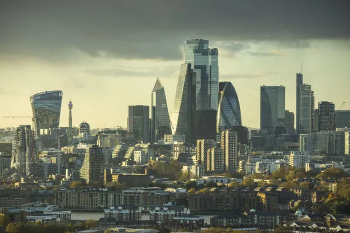 Framed Print : City of London skyline from Canary Wharf, London, England