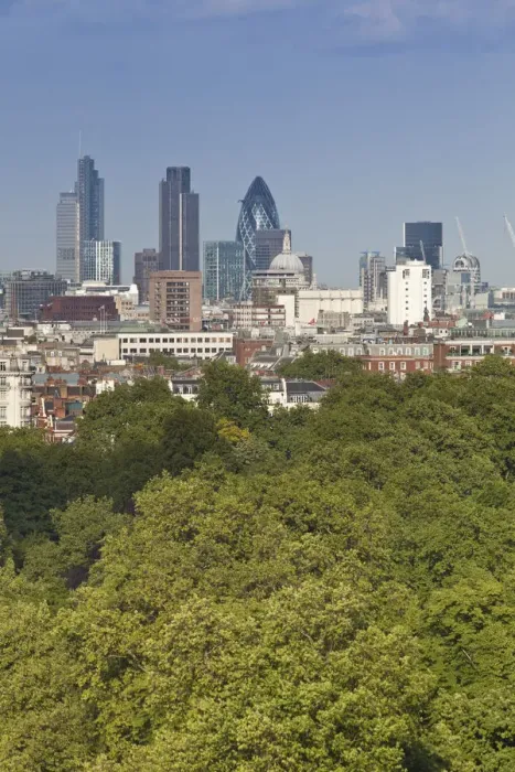 Framed Print : City of London skyline above Hyde Park, London, England, UK Framed Print : City of London skyline above Hyde Park, London, England, UK