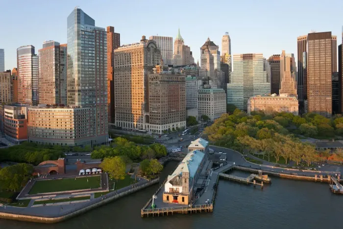 Framed Print : City Pier A and Battery Park, Lower Manhattan, Financial District, New York, USA