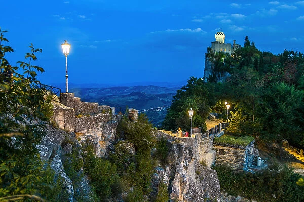 City of San Marino. Republic of San Marino by night, Europe, (Italy)