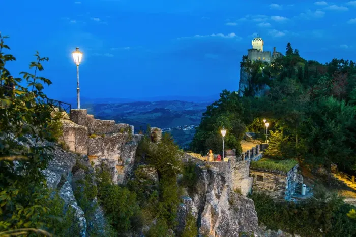 Framed Print : City of San Marino. Republic of San Marino by night, Europe, (Italy) Framed Print : City of San Marino. Republic of San Marino by night, Europe, (Italy)