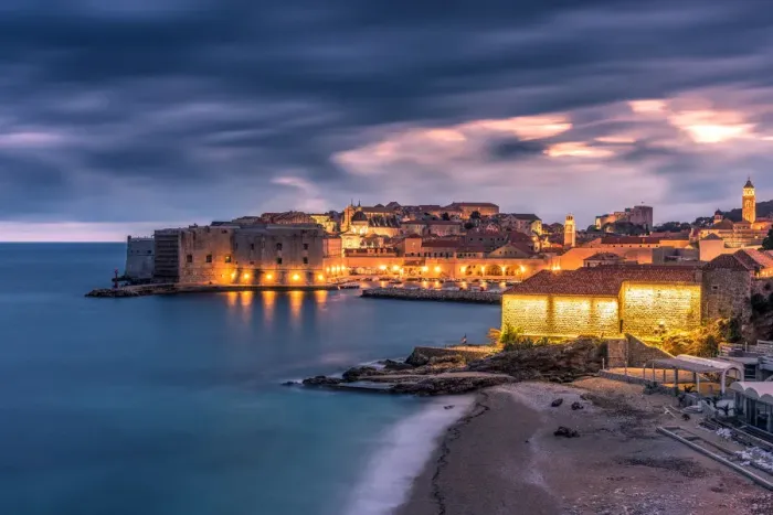Framed Print : City skyline at dusk, Dubrovnik, Croatia Framed Print : City skyline at dusk, Dubrovnik, Croatia