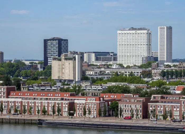 Framed Print : City Skyline, elevated view, Rotterdam, South Holland, The Netherlands Framed Print : City Skyline, elevated view, Rotterdam, South Holland, The Netherlands