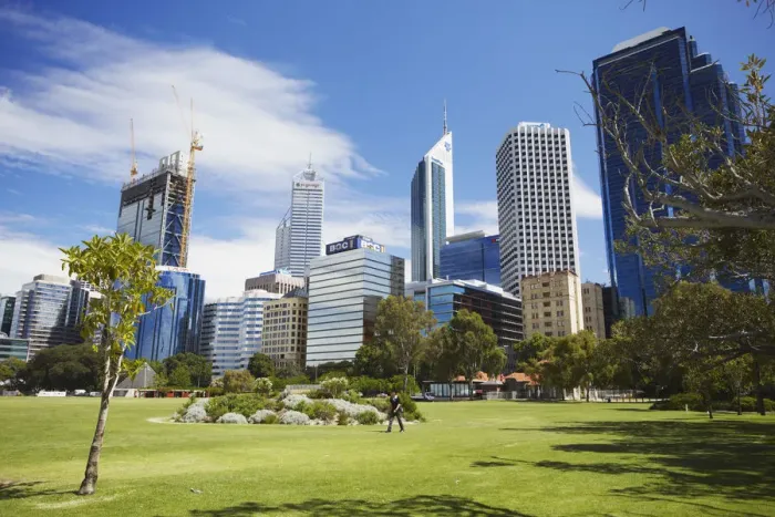 Framed Print : City skyline from the Esplanade, Perth, Western Australia, Australia