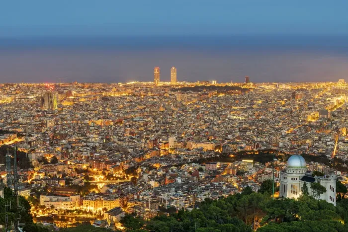 Framed Print : City skyline with Fabra astronomical observatory at twilight, Barcelona, Catalonia, Spain Framed Print : City skyline with Fabra astronomical observatory at twilight, Barcelona, Catalonia, Spain