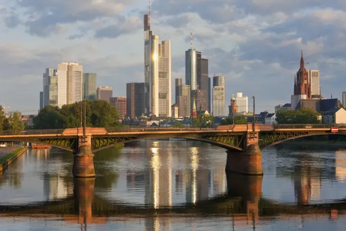 Framed Print : City Skyline, Frankfurt Am Main, Hessen, Germany Framed Print : City Skyline, Frankfurt Am Main, Hessen, Germany
