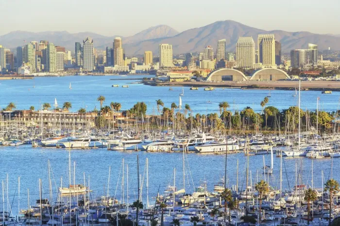 Framed Print : City skyline and harbor view, San Diego, California, USA Framed Print : City skyline and harbor view, San Diego, California, USA
