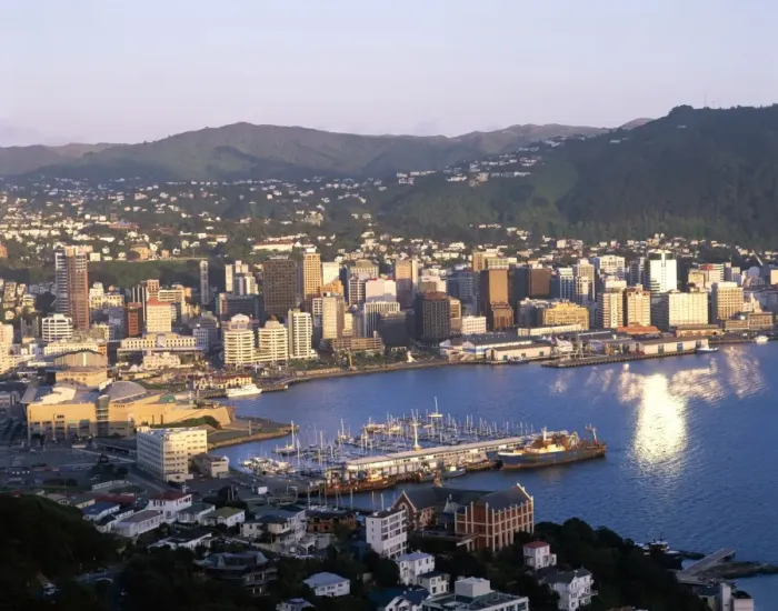 Framed Print : City Skyline & Harbour, Wellington, North Island, New Zealand