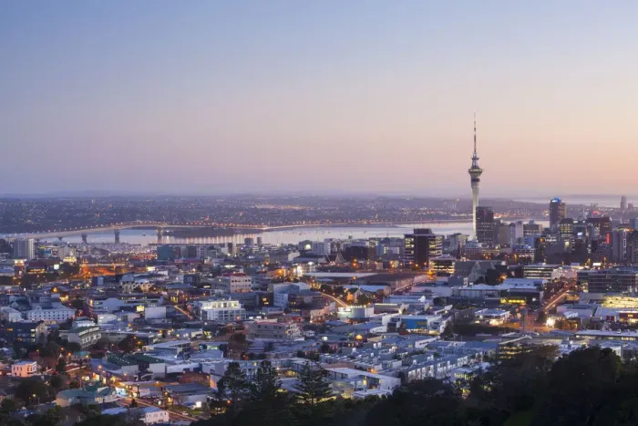 Framed Print : City Skyline illuminated at dawn, Auckland, North Island, New Zealand, Australasia Framed Print : City Skyline illuminated at dawn, Auckland, North Island, New Zealand, Australasia