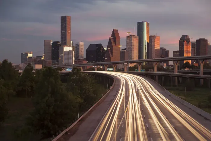 Framed Print : City skyline and Interstate, Houston, Texas, USA Framed Print : City skyline and Interstate, Houston, Texas, USA