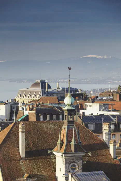 Framed Print : City skyline, Lausanne, Vaud, Switzerland Framed Print : City skyline, Lausanne, Vaud, Switzerland