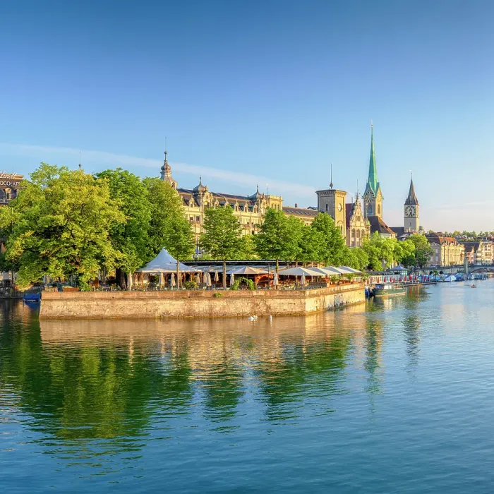 Framed Print : City skyline and Limmat River at sunrise, Zurich, Switzerland Framed Print : City skyline and Limmat River at sunrise, Zurich, Switzerland