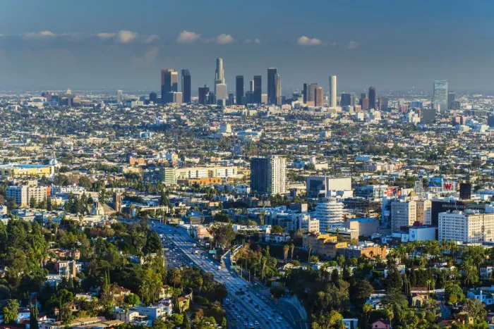 Framed Print : City skyline, Los Angeles, California, USA Framed Print : City skyline, Los Angeles, California, USA