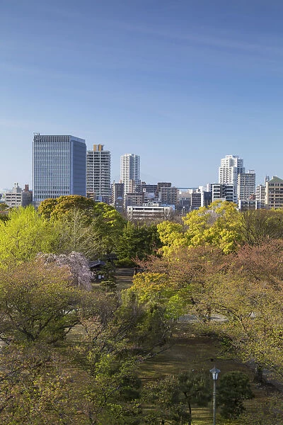 City skyline and Maizuru Park, Fukuoka, Kyushu, Japan