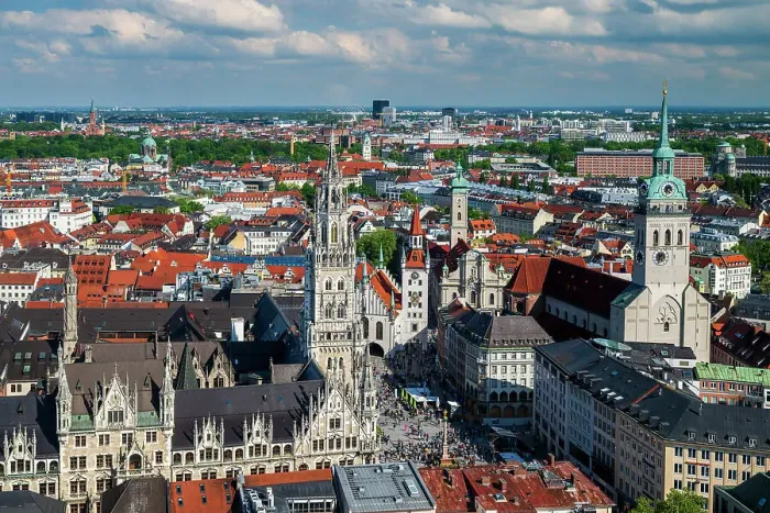 Framed Print : City skyline with Marienplatz, Munich, Bavaria, Germany Framed Print : City skyline with Marienplatz, Munich, Bavaria, Germany