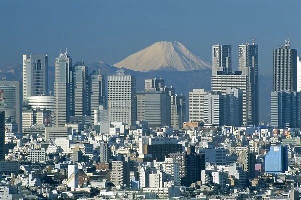 City Skyline & Mount Fuji, Tokyo, Honshu, Japan