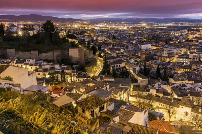 Framed Print : City skyline by night, Granada, Andalusia, Spain Framed Print : City skyline by night, Granada, Andalusia, Spain