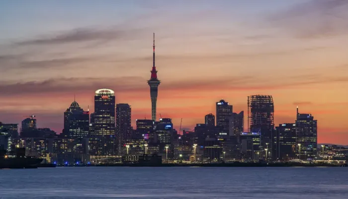 Framed Print : City skyline at sunset, Auckland, New Zealand Framed Print : City skyline at sunset, Auckland, New Zealand