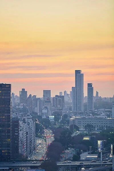 The city skyline at twilight, Recoleta, Buenos Aires, Argentina