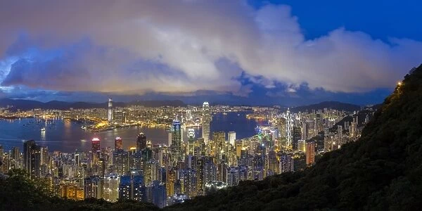 City skyline and Victoria Harbour viewed from Victoria Peak, Hong Kong, China