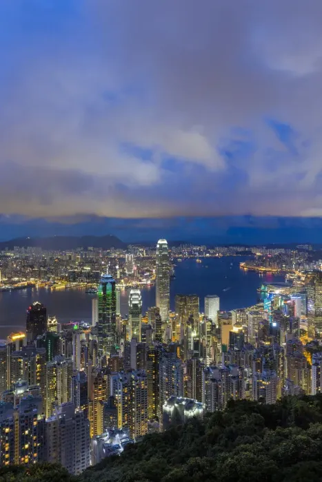 Framed Print : City skyline and Victoria Harbour viewed from Victoria Peak, Hong Kong, China Framed Print : City skyline and Victoria Harbour viewed from Victoria Peak, Hong Kong, China