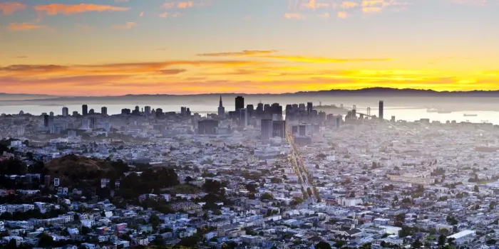 Framed Print : City skyline viewed from Twin Peaks, San Francisco, California, USA