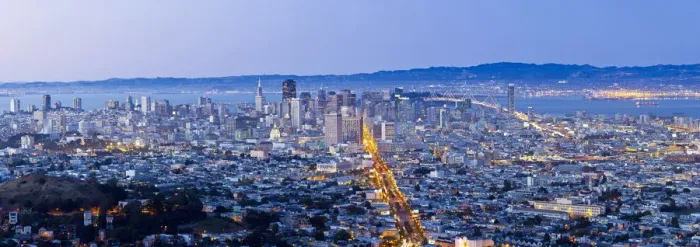 Framed Print : City skyline viewed from Twin Peaks, San Francisco, California, USA Framed Print : City skyline viewed from Twin Peaks, San Francisco, California, USA