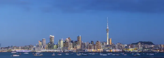 Framed Print : City skyline & Waitemata Harbour illuminated at dusk, Auckland, New Zealand Framed Print : City skyline & Waitemata Harbour illuminated at dusk, Auckland, New Zealand