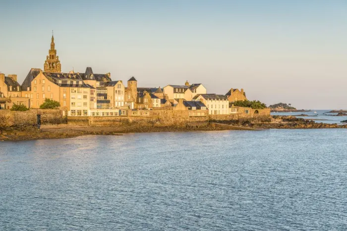 Framed Print : The city at sunrise. Roscoff, Finistare, Brittany, France Framed Print : The city at sunrise. Roscoff, Finistare, Brittany, France