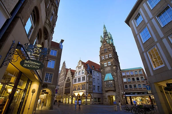 City tower, Prinzipialmarkt, Munster, cathedral land, North Rhine-Westphalia, Germany