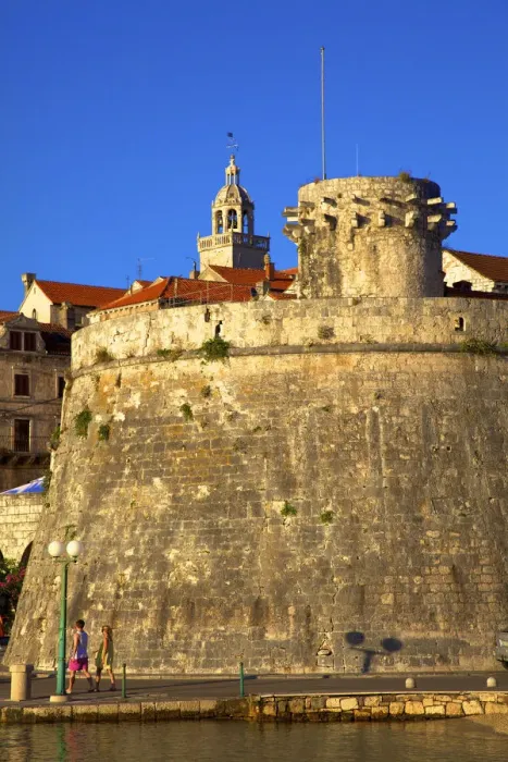 Framed Print : City Wall, Korcula, Dalmatia, Croatia