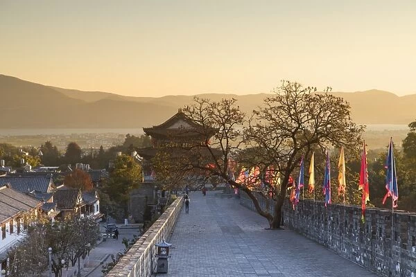 City Walls and South Gate at dawn, Dali, Yunnan, China