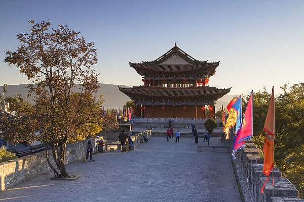 City Walls and South Gate at dawn, Dali, Yunnan, China