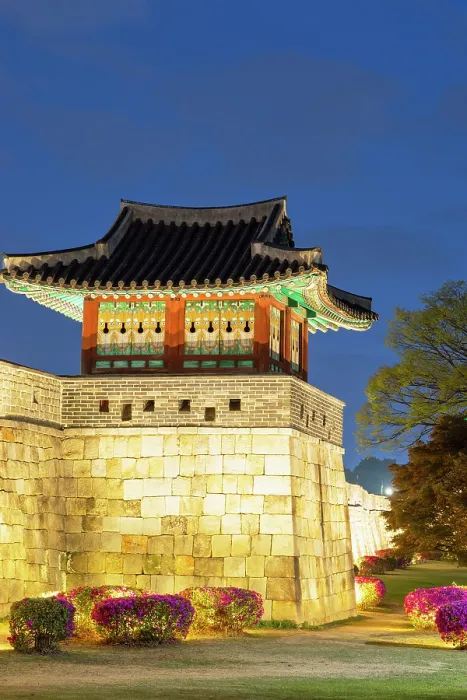 Framed Print : City walls and watchtower of Hwaseong Fortress (UNESCO World Heritage Site) at dusk, Suwon, Gyeonggi Province, South Korea Framed Print : City walls and watchtower of Hwaseong Fortress (UNESCO World Heritage Site) at dusk, Suwon, Gyeonggi Province, South Korea