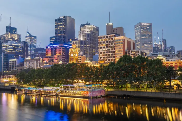 Framed Print : Cityscape at dusk, Melbourne, Victoria, Australia Framed Print : Cityscape at dusk, Melbourne, Victoria, Australia