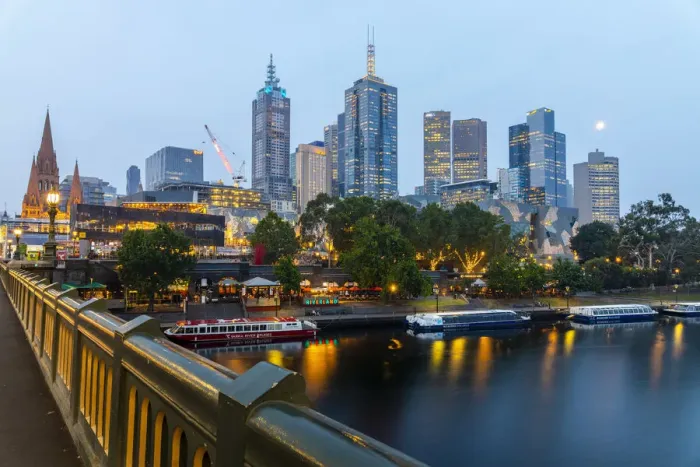 Framed Print : Cityscape at dusk, Melbourne, Victoria, Australia Framed Print : Cityscape at dusk, Melbourne, Victoria, Australia