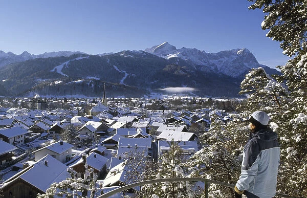 Cityscape of Garmisch-Partenkirchen, Werdenfelser Land, Bavaria, Germany (MR)