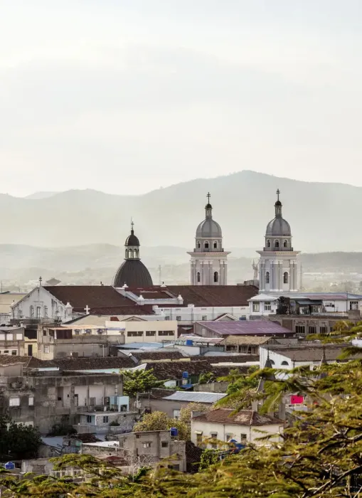 Framed Print : Cityscape with Nuestra Senora de la Asuncion Cathedral, Santiago de Cuba Framed Print : Cityscape with Nuestra Senora de la Asuncion Cathedral, Santiago de Cuba