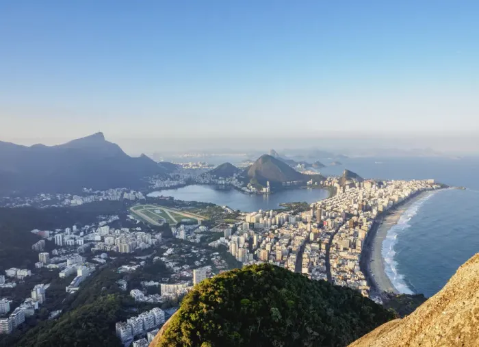 Framed Print : Cityscape seen from the Dois Irmaos Mountain, Rio de Janeiro, Brazil