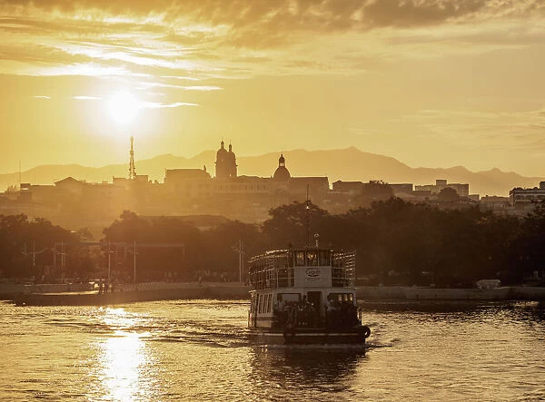 Cityscape at sunrise seen from the bay, Santiago de Cuba, Santiago de Cuba Province, Cuba