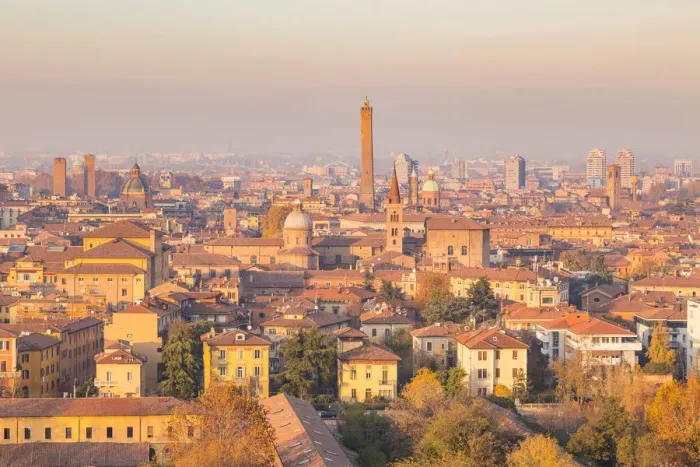 Framed Print : Cityscape at sunset of Bologna from San Michele in Bosco church Framed Print : Cityscape at sunset of Bologna from San Michele in Bosco church