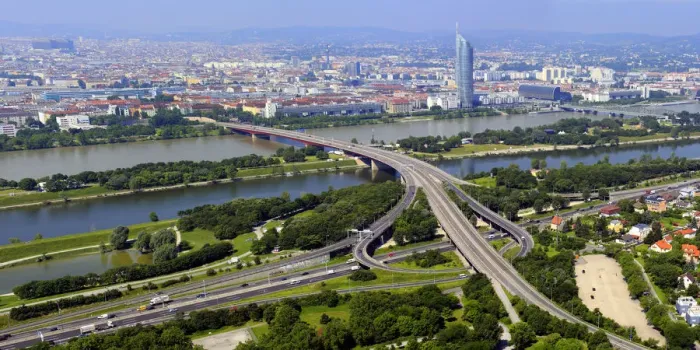 Framed Print : Cityscape viewed from Donauturm (Danube Tower), Vienna, Austria Framed Print : Cityscape viewed from Donauturm (Danube Tower), Vienna, Austria