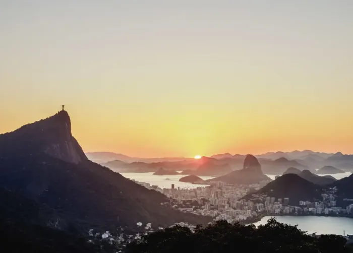 Framed Print : Cityscape from Vista Chinesa at sunrise, Rio de Janeiro, Brazil