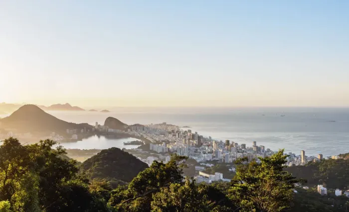 Framed Print : Cityscape from Vista Chinesa at sunrise, Rio de Janeiro, Brazil