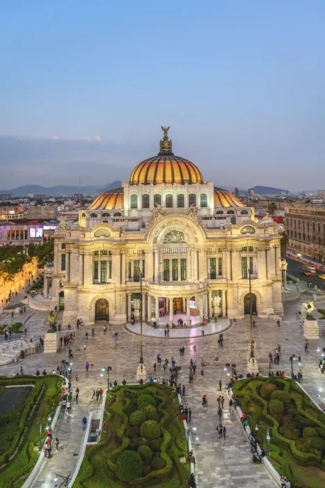 Framed Print : Ciudad de Mexico (Mexico city), State of Mexico, Mexico. Palacio de Bellas Artes at dusk