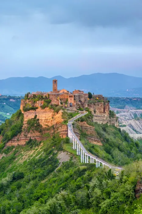 Framed Print : Civita di Bagnoregio at dusk, Bagnoregio, Lazio, Italy, Europe