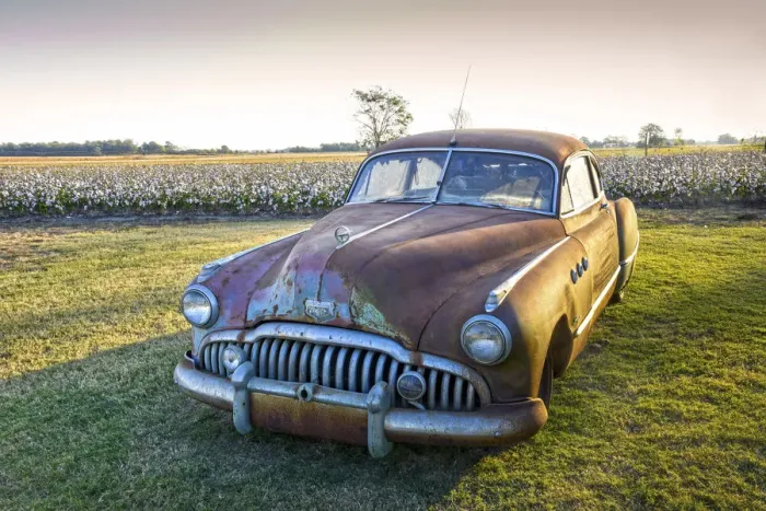 Framed Print : Clarksdale, Mississippi, Cotton Field, Vintage Buick Super (1950)