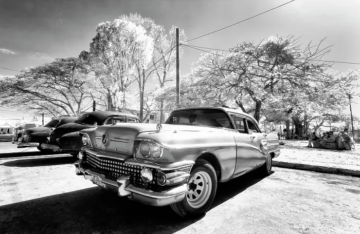 Framed Print : Classic American car in infrared, Vinales, Cuba Framed Print : Classic American car in infrared, Vinales, Cuba
